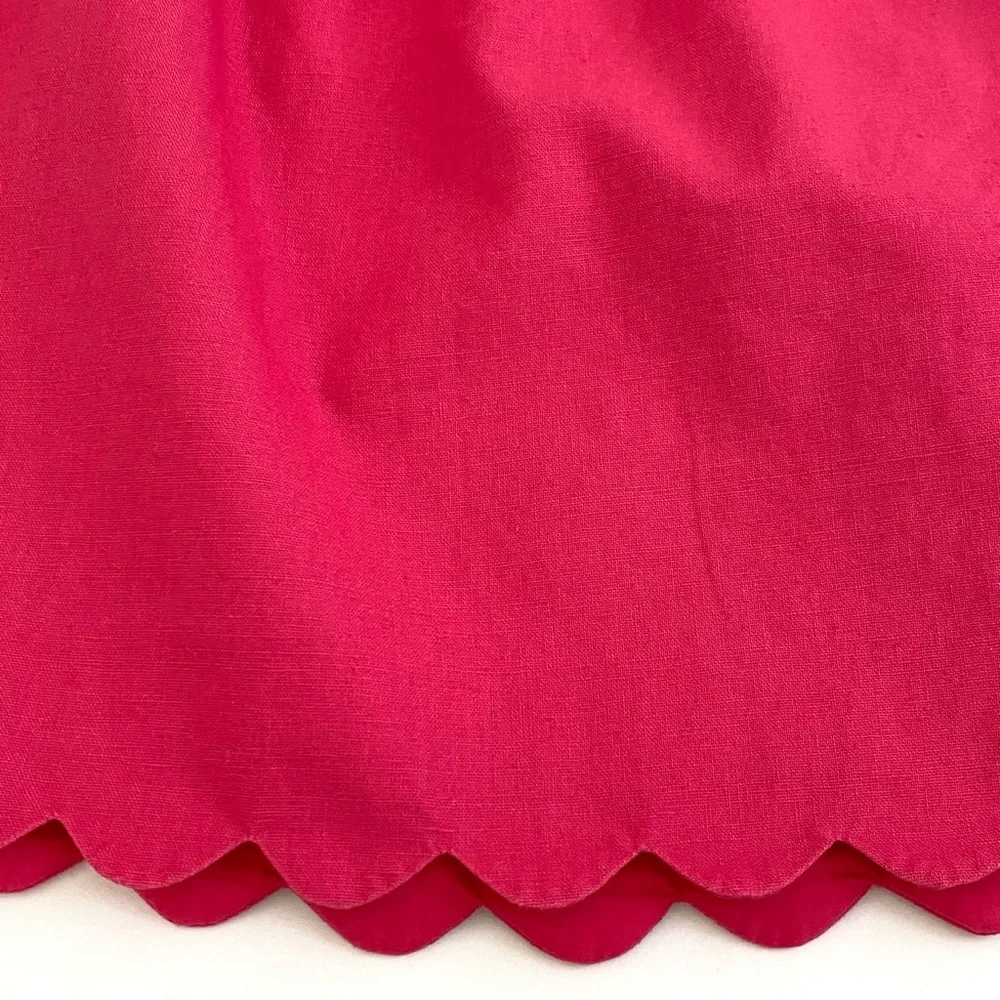 J.Crew Factory Skirt Linen Blend Pink Scallop Hem Size 4 Mini Preppy Summer